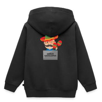 Señor Developer Senior Developer - Idée cadeau - Sweat Premium à capuche enfant bio - noir - Dos - AI Model Kid Male (0cm)