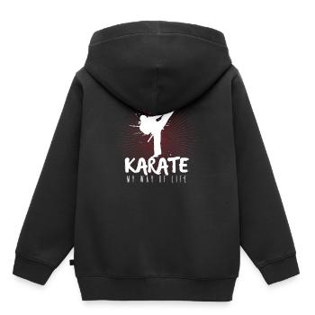 Karate - Kinder Premium Organic Hoodie - Schwarz - Hinten - AI Model Kid Male (0cm)