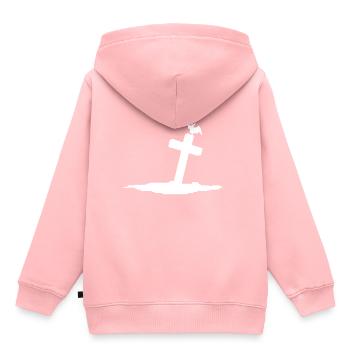 Grabstein mit Fledermaus weiß - Kinder Premium Organic Hoodie - Rosa - Hinten - AI Model Kid Female (0cm)