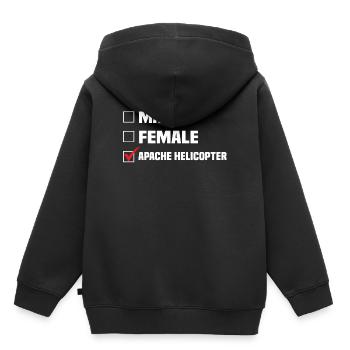 MALE FEMALE APACHE HELICOPTER - Kinder Premium Organic Hoodie - Schwarz - Hinten - AI Model Kid Male (0cm)