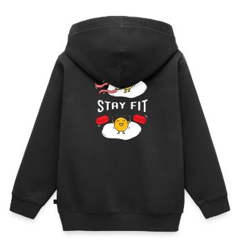Oeuf au plat dans la salle de gym - Sweat Premium à capuche enfant bio - noir - Dos - AI Model Kid Male (0cm)
