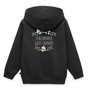 Schlimmer geht immer - Kinder Premium Organic Hoodie - Schwarz - Hinten - AI Model Kid Male (0cm)