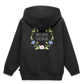 Mir doch scheißegal - Kinder Premium Organic Hoodie - Schwarz - Hinten - AI Model Kid Male (0cm)