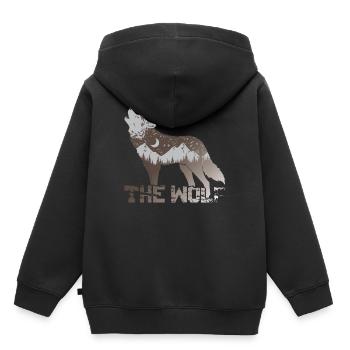 Der Wolf - Kinder Premium Organic Hoodie - Schwarz - Hinten - AI Model Kid Male (0cm)