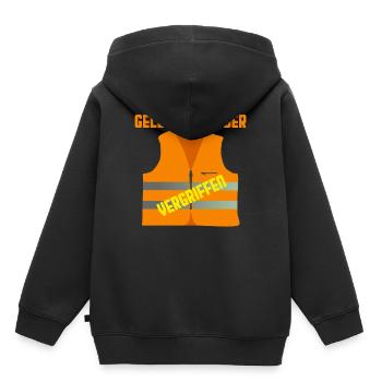 Die gelbe Warnweste war leider aus Gelbe Westen - Kinder Premium Organic Hoodie - Schwarz - Hinten - AI Model Kid Male (0cm)