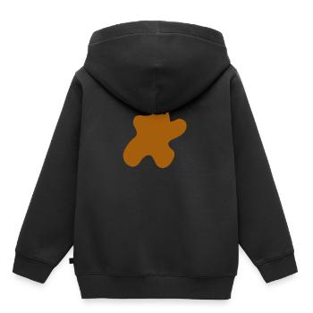 Brauner Fleck mit Augen - Kinder Premium Organic Hoodie - Schwarz - Hinten - AI Model Kid Male (0cm)