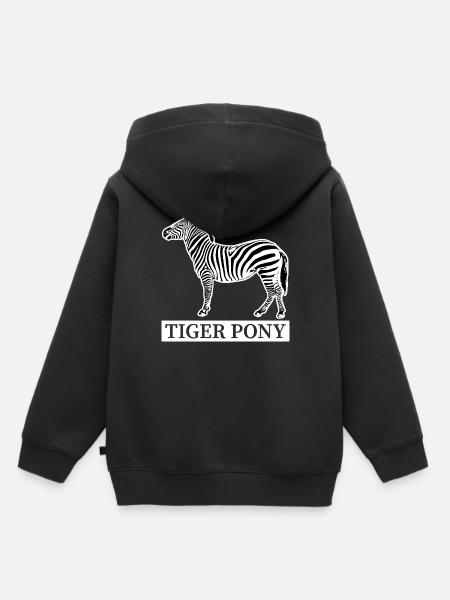 PONEY TIGRE - Sweat Premium à capuche enfant bio - noir