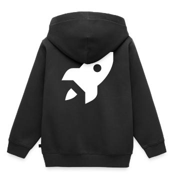 Rakete - Kinder Premium Organic Hoodie - Schwarz - Hinten - AI Model Kid Male (0cm)