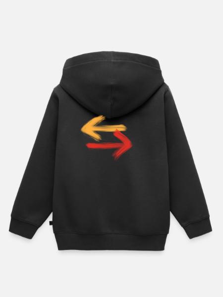 Pfeile in Richtung Rechts und Links / Gelb - Rot - Kinder Premium Organic Hoodie - Schwarz