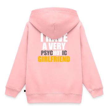 kæreste - Premium børne hættetrøje økologisk - rosa - Bagpå - AI Model Kid Female (0cm)