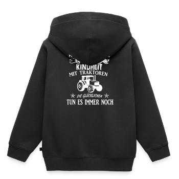 Bauer Landwirt Traktor Spruch Geschenkidee - Kinder Premium Organic Hoodie - Schwarz - Hinten - AI Model Kid Male (0cm)