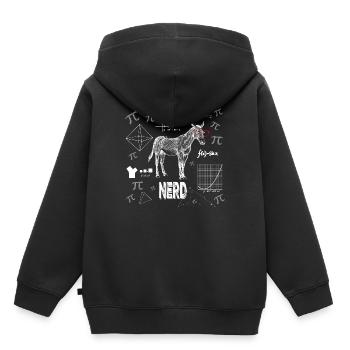 Chemise d'âne cheval nerd math bookworm nerdyT - Sweat Premium à capuche enfant bio - noir - Dos - AI Model Kid Male (0cm)