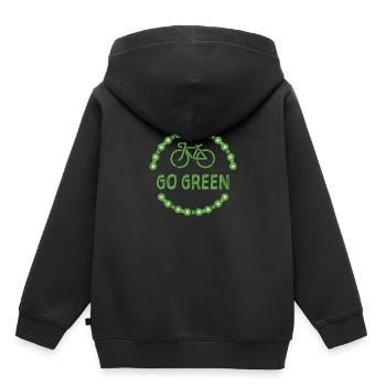 Bike Go Green durable environnement idée de cadeau - Sweat Premium à capuche enfant bio - noir - Dos - AI Model Kid Male (0cm)