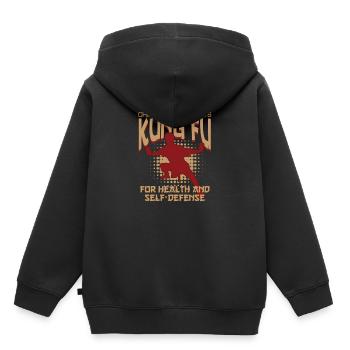 Kung Fu - Kinder Premium Organic Hoodie - Schwarz - Hinten - AI Model Kid Male (0cm)