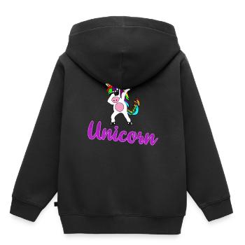 Licorne Licorne - Sweat Premium à capuche enfant bio - noir - Dos - AI Model Kid Male (0cm)