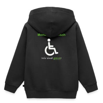 Wir sind gleich! Mensch ist mensch - Kinder Premium Organic Hoodie - Schwarz - Hinten - AI Model Kid Male (0cm)