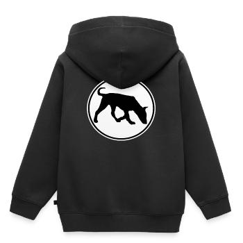 Chien chien mantrailer agility beagle - Sweat Premium à capuche enfant bio - noir - Dos - AI Model Kid Male (0cm)