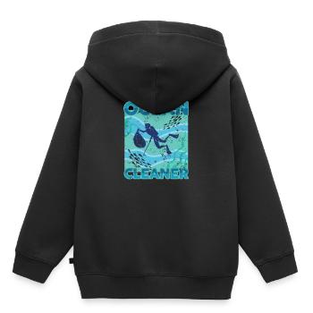 Ocean Cleaner protection de l'environnement plongeurs - Sweat Premium à capuche enfant bio - noir - Dos - AI Model Kid Male (0cm)