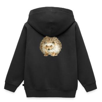 Hérisson en colère - Sweat Premium à capuche enfant bio - noir - Dos - AI Model Kid Male (0cm)