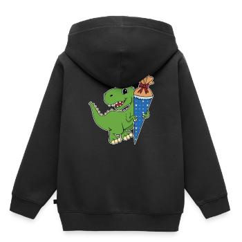 Dino Zuckertüte - Kinder Premium Organic Hoodie - Schwarz - Hinten - AI Model Kid Male (0cm)
