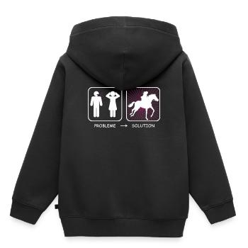 Problème? Solution - Sweat Premium à capuche enfant bio - noir - Dos - AI Model Kid Male (0cm)