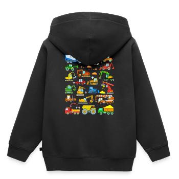 Camion Pelle Bulldozer Chariot élévateur Chantier de construction - Sweat Premium à capuche enfant bio - noir - Dos - AI Model Kid Male (0cm)