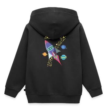 Rocket 7th birthday 7 years space spaceship - Kids Premium Organic Hoodie - black - Back - AI Model Kid Male (0cm)