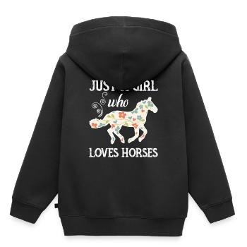 Pferdesprüche Stall Pony Pferd Fan Geschenkidee - Kinder Premium Organic Hoodie - Schwarz - Hinten - AI Model Kid Male (0cm)