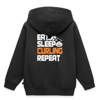 Curling Wintersport Eissport Eis Sport Geschenk - Kinder Premium Organic Hoodie - Schwarz - Hinten - AI Model Kid Male (0cm)