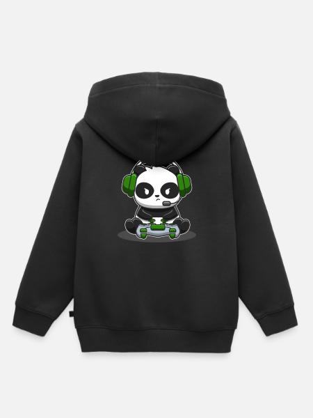 Panda gamer controller gaming panda bear videojuego - Premium børne hættetrøje økologisk - sort