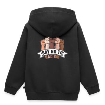 Dites non au racisme - Contre les nazis et le racisme - Sweat Premium à capuche enfant bio - noir - Dos - AI Model Kid Male (0cm)