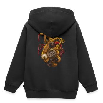 Steampunk Clockwork Coeur Vintage Victorien - Sweat Premium à capuche enfant bio - noir - Dos - AI Model Kid Male (0cm)