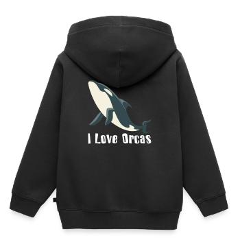 J'aime les orques orques orque orque cadeau - Sweat Premium à capuche enfant bio - noir - Dos - AI Model Kid Male (0cm)