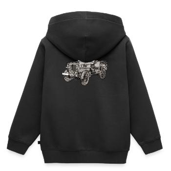 Le dessin de jeep de Willy - Sweat Premium à capuche enfant bio - noir - Dos - AI Model Kid Male (0cm)