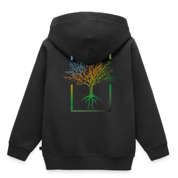 Arbre mère nature racines nature - Sweat Premium à capuche enfant bio - noir - Dos - AI Model Kid Male (0cm)