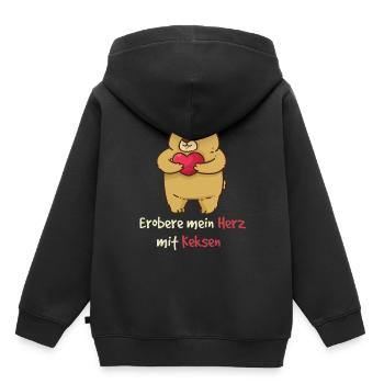 Teddy erobere mein Herz mit Keksen Valentinstag - Kinder Premium Organic Hoodie - Schwarz - Hinten - AI Model Kid Male (0cm)