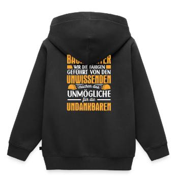 Baustelle Bauarbeiter Baumeister - Kinder Premium Organic Hoodie - Schwarz - Hinten - AI Model Kid Male (0cm)