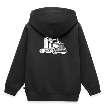 LKW - Kinder Premium Organic Hoodie - Schwarz - Hinten - AI Model Kid Male (0cm)
