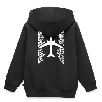Aérodrome de pilote d'avion - Sweat Premium à capuche enfant bio - noir - Dos - AI Model Kid Male (0cm)