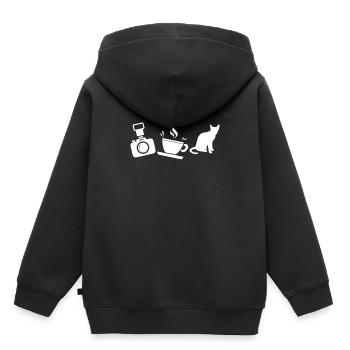 photographe - Sweat Premium à capuche enfant bio - noir - Dos - AI Model Kid Male (0cm)