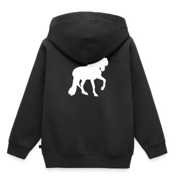 chevaux - Sweat Premium à capuche enfant bio - noir - Dos - AI Model Kid Male (0cm)