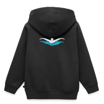Schwimmen - Kinder Premium Organic Hoodie - Schwarz - Hinten - AI Model Kid Male (0cm)