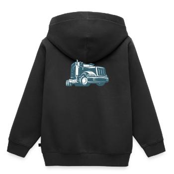LKW - Kinder Premium Organic Hoodie - Schwarz - Hinten - AI Model Kid Male (0cm)
