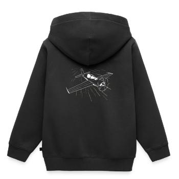 Flugzeug Fliegen Pilot Flugplatz - Kinder Premium Organic Hoodie - Schwarz - Hinten - AI Model Kid Male (0cm)