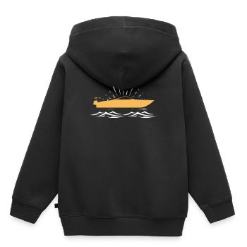 Boot - Kinder Premium Organic Hoodie - Schwarz - Hinten - AI Model Kid Male (0cm)