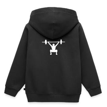Fitness - Kinder Premium Organic Hoodie - Schwarz - Hinten - AI Model Kid Male (0cm)