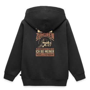 Modelleisenbahn Modellbauer Modelleisenbahner - Kinder Premium Organic Hoodie - Schwarz - Hinten - AI Model Kid Male (0cm)