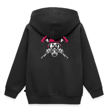 Feuerwehrfrau - Kinder Premium Organic Hoodie - Schwarz - Hinten - AI Model Kid Male (0cm)