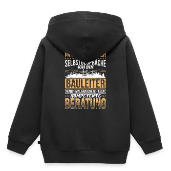 Selbstgespräche Bauleiter Kompetente Beratung - Kinder Premium Organic Hoodie - Schwarz - Hinten - AI Model Kid Male (0cm)