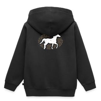 Reiten - Kinder Premium Organic Hoodie - Schwarz - Hinten - AI Model Kid Male (0cm)